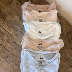 H&M Basic L/S Bodysuits in neutrals